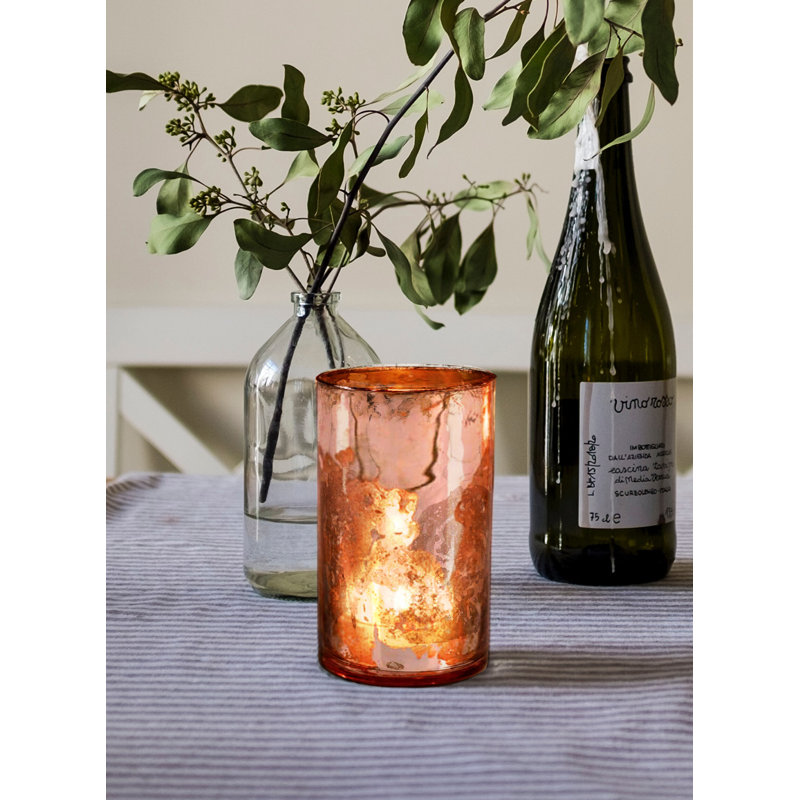 Vase cylindrique en verre, Rose antique