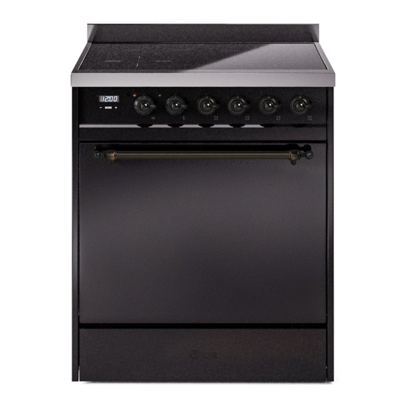ILVE Nostalgie II 30 in Induction Range, Glossy Black/Bronze