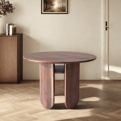 Practical Storable Solid Wood Round Table