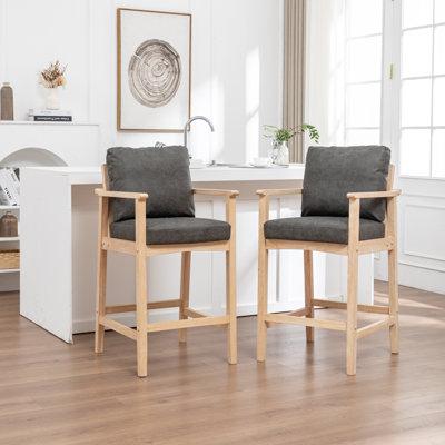 Willbanks 27.5” Tall Solid Wood Bar Stools (Set Of 2)