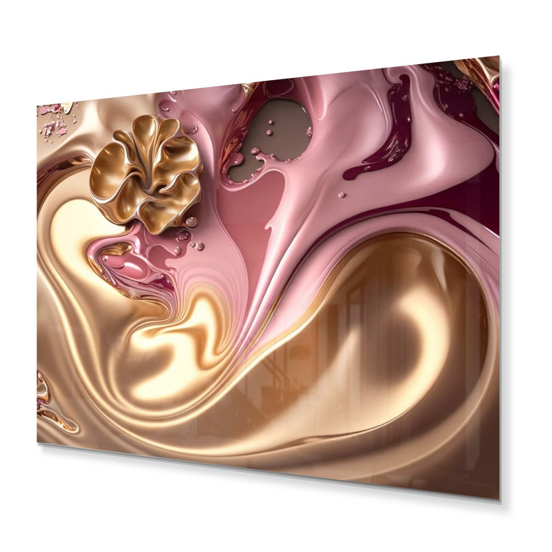 Décoration murale florale en métal rose et doré Glam III, H 12 po x l 20 po x P 1 po