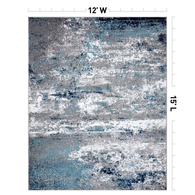 Tapis gris / bleu / blanc Willington, Rectangle 12 pi x 15 pi