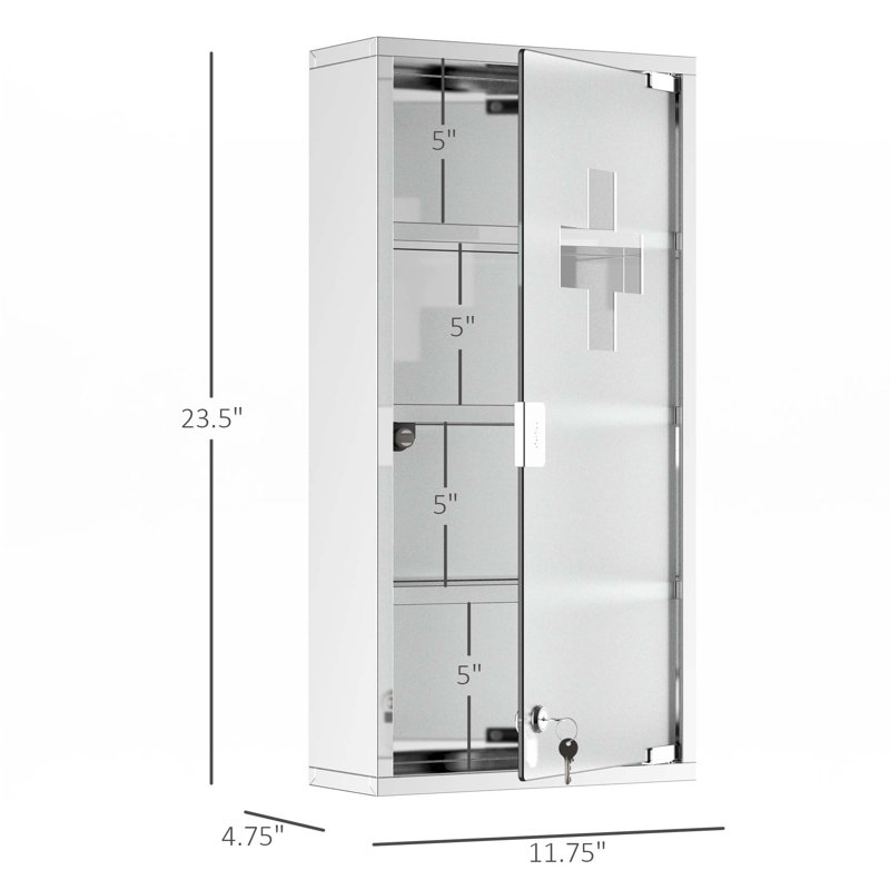 Armoire à pharmacie murale verrouillable avec 2 clés