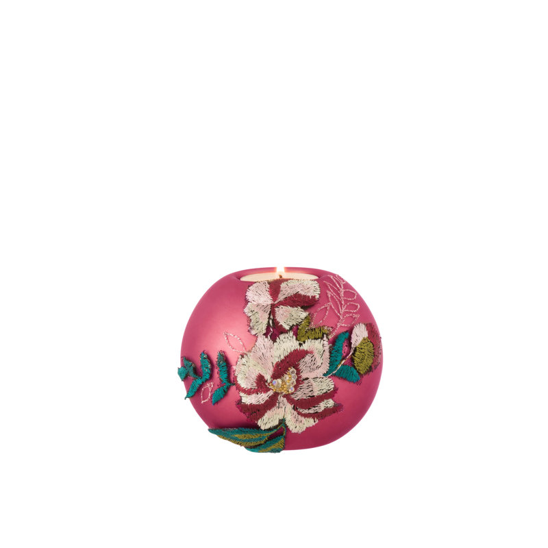 Cozy Glass Tabletop Tealight Holder, Burgundy