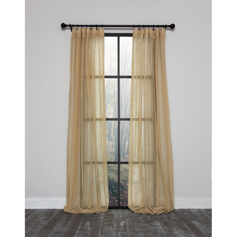 Belarmino Semi Sheer Curtain Single Panel, 54" x 108", Gold