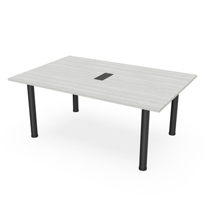 Rectanglar Meeting Room Table with Post Legs Data and Electric by Inbox Zero