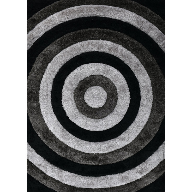 NYC Shag Performance Black Grey Area Rug, Rectangle 5'3" x 7'2"