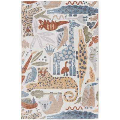Astra Machine Washable Animals Ivory Rug