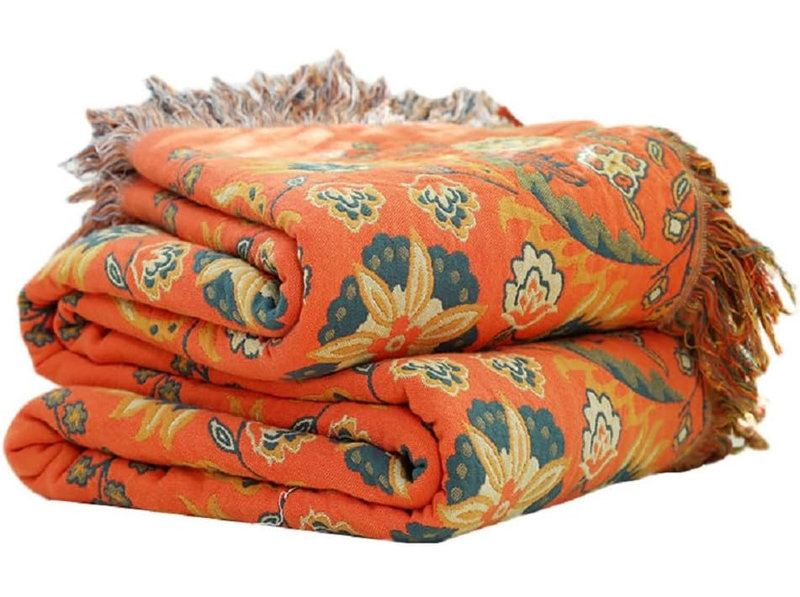 Housse de couette 100% coton DONEUS Boho, Grand lit, Tangerine Boho