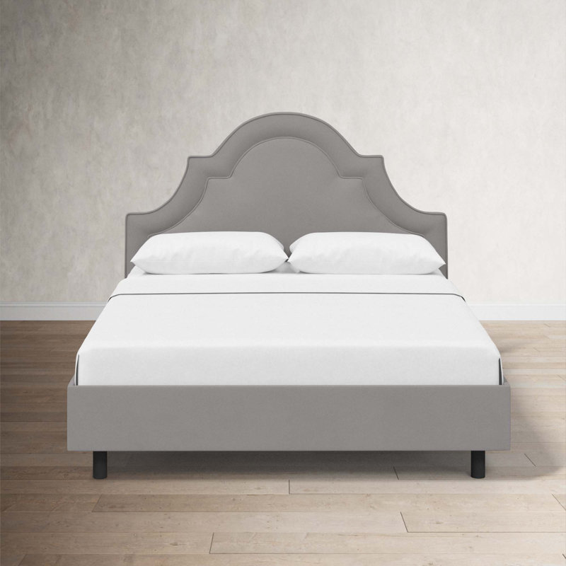 Knipe Upholstered Unfinished Scalloped Bed, Full, Classic Otter Performance Velvet