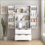 Armoire de cuisine | Organisateur de rangement 72 po blanc cannelé moderne avec 2 grands tiroirs Étagères à épices 8 portes | Panneau de fibres à densité moyenne | Tiroirs inclus