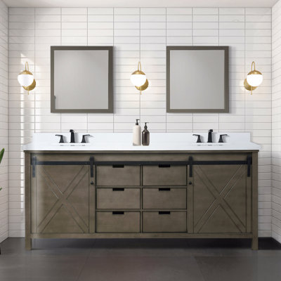 Double Bath Vanity 80 In. W X 22 In. D, With White Quartz Countertop