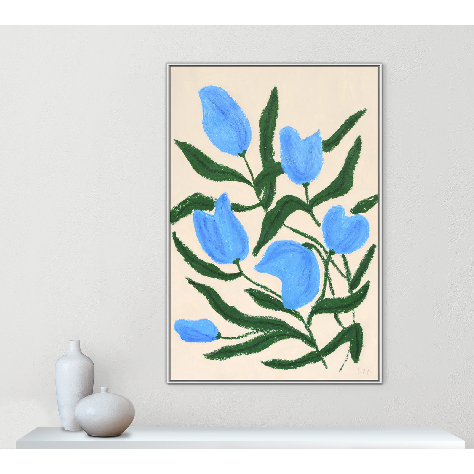 Blue Tulips Print by Camilla Bergqvist, White, 61.5" H x 41.5" W
