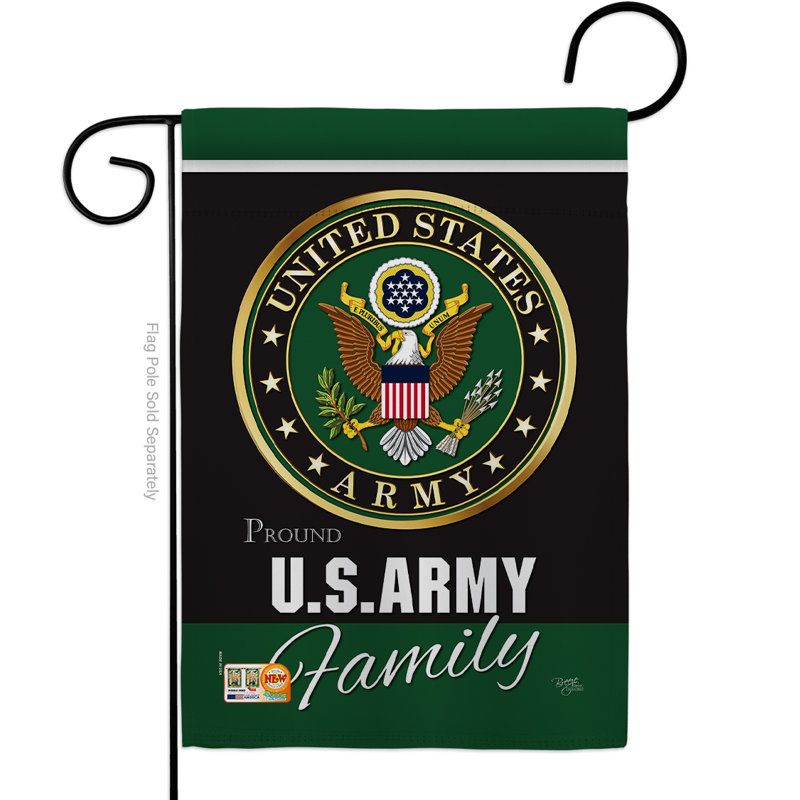 Drapeau de jardin vertical 1 pi 5 po 5 po x 1 pi x 1 po armée de la famille american militaire
