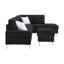 Canapé modulaire 3 places avec méridienne, repose-pieds avec rangement, pieds en métal et clous en cuivre, deux coussins blancs, noir (102 po x 76 po x 35 po)-1606879576