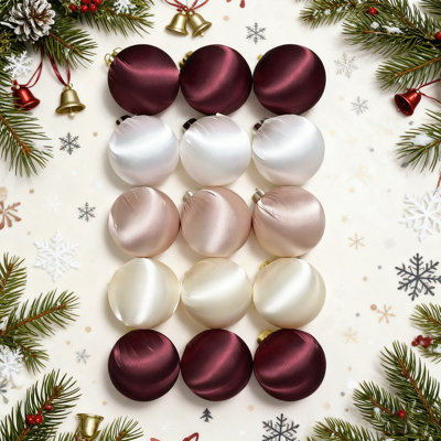 30 pièces de boules de Noël en satin, ensemble de boules de Noël en velours, décorations de Noël en plastique incassable de 3,15 pouces pour décoration de Noël
