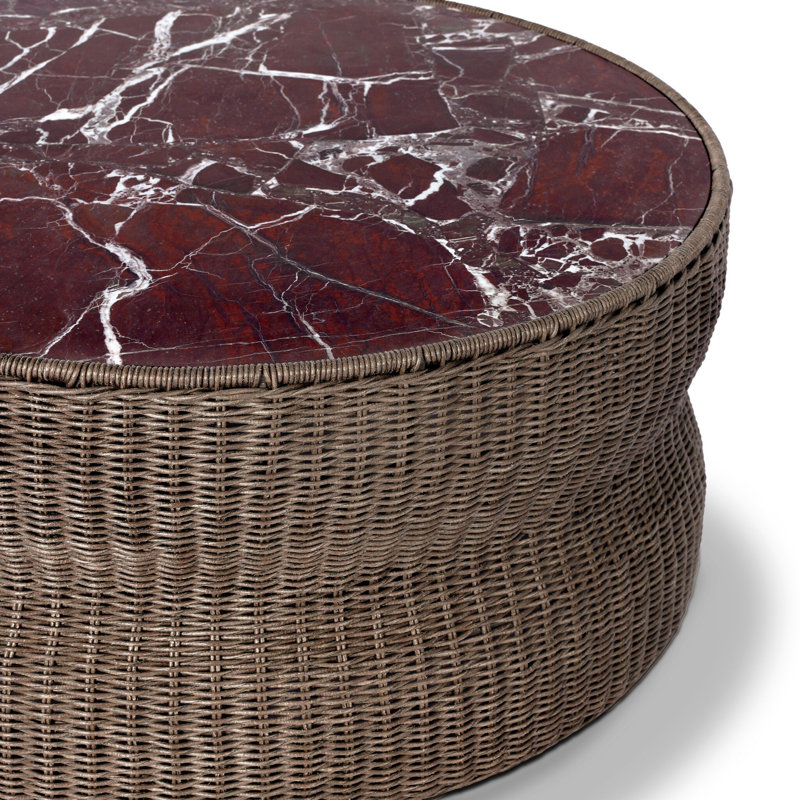 Brixby Outdoor Round Coffee Table, Merlot Marble