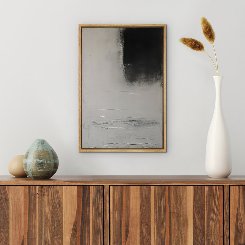 Reproduction d'art abstrait sur toile encadrée pour décoration intérieure moderne, H 36 po x l 24 po, Naturel