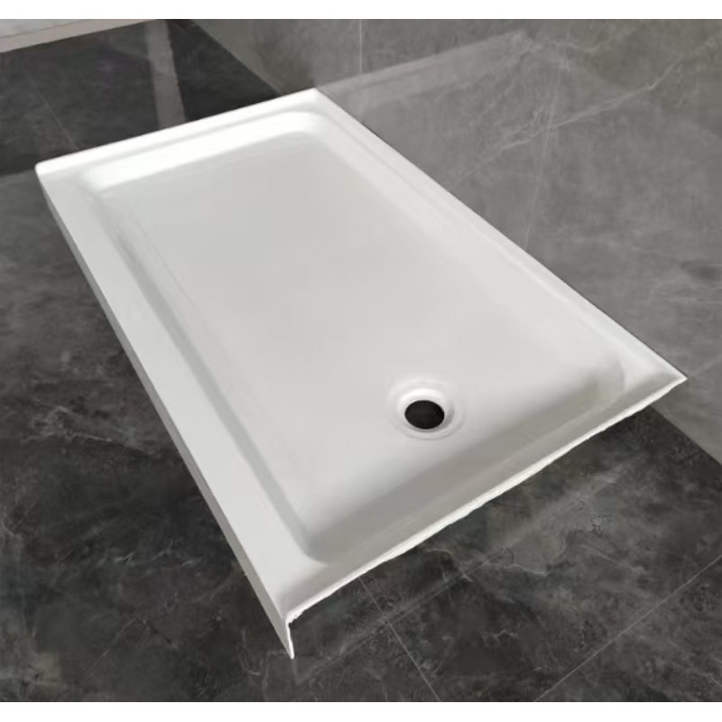 Base de douche 60 po x 32 po en acrylique blanc à seuil simple par drain à droite