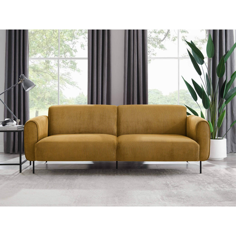 213.2Cm Round Arms Sofa, Yellow