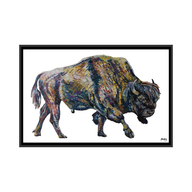 «Buffalo», reproduction d'art sur toile, H 18 po x l 26 po x P 1,5 po, Pas de tapis, Toile avec cadre noir