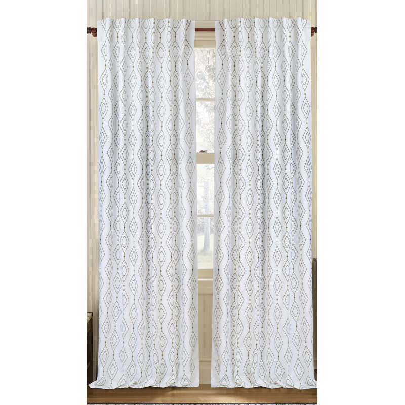 Linen Semi Sheer Curtain Single Panel, 50" W x 108" L, White