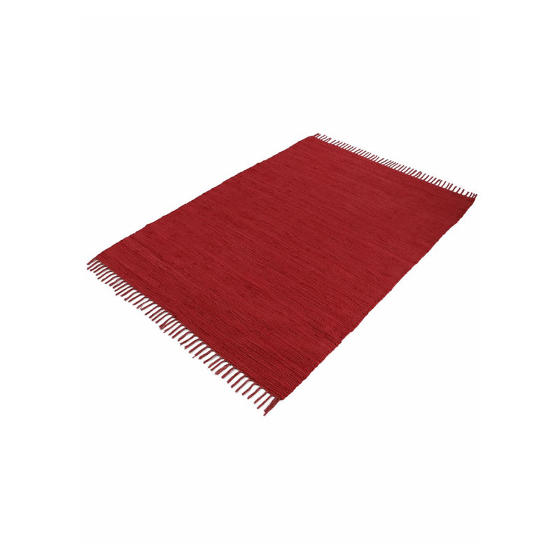 Chindi Uni Solid Colour Hand Crafted Hand Braided Red Area Rug, Rectangle 190 x 290cm