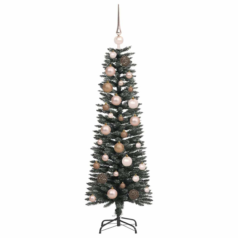 vidaXL Artificial Christmas Tree with Stand Green, Pink/Brown, 3.94 ft