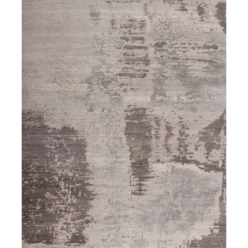 Leonardo Hand Knotted Abstract Area Rug in Silver/Brown, Rectangle 8' x 10'