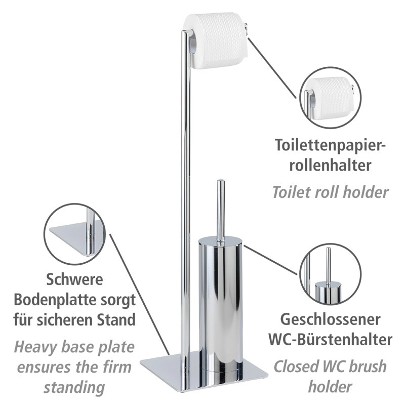 Recco Freestanding Toilet Roll & Brush Holder