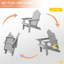 Fauteuil Adirondack en PEHD toutes saisons avec repose-pieds, foyer à 3 positions réglable et pliable avec porte-gobelet pour pelouse, terrasse et bord de piscine-1491492598