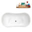Baignoire de trempage autoportante en acrylique 60 ", plateau en bambou, drain-103682594