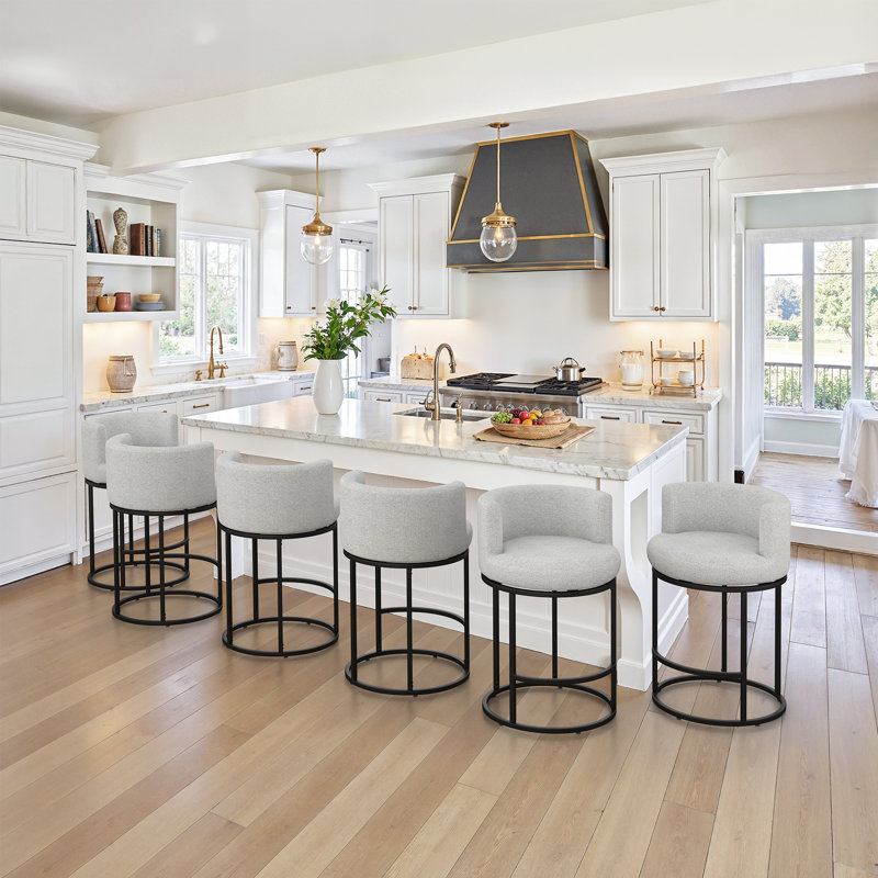 Counter Height Bar Stools, Light Gray/Linen