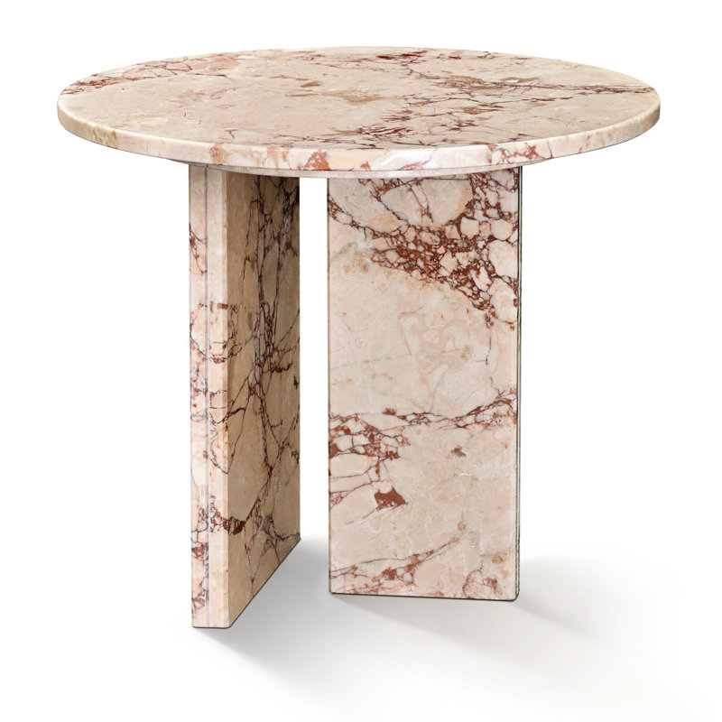Pink Natural Stone Coffee Table, 17.7X17.7X15.8 Inch, Luxury Centerpiece, Easy - Assembly For Home 17.7 H15.8 Polished Finish, Living Room