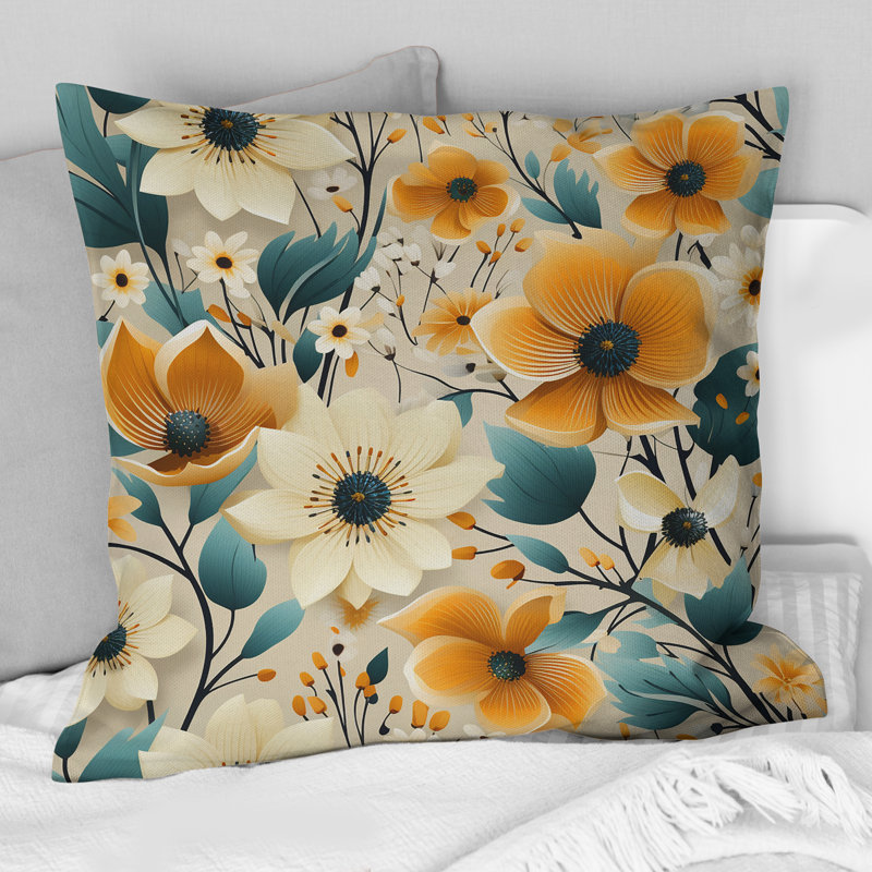Coussin décoratif en polyester Mod Floral Nostalgia I, H 18 po x l 18 po