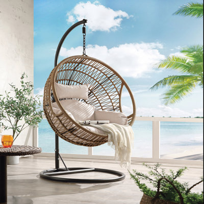 Beige Fabric & Rope Hanging Chair
