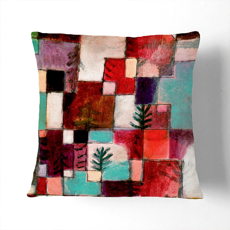 Red Green And Violet Rhythms Square Throw Cushion, Stone, 55cm H x 55cm W x 20cm D