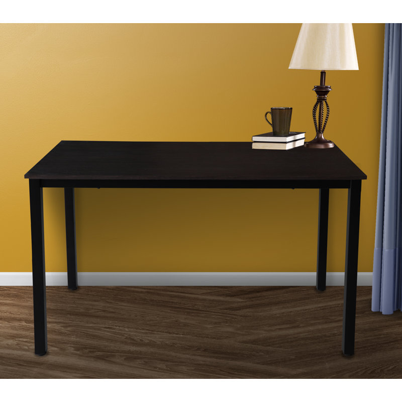 Metal Base Writing Desk, Dark Brown Walnut Top/Black Frame