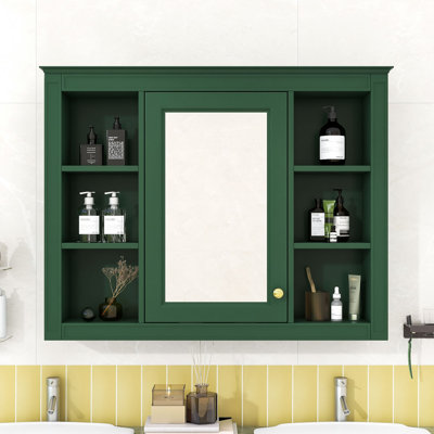 Armoire à pharmacie murale avec porte miroir réfléchissante et tablettes pour le rangement de la salle de bain