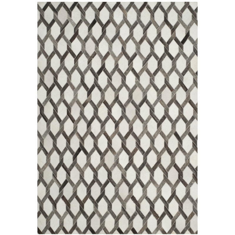 Tapis géométrique en cuir tissé à la main Sevastopol Studio, Rectangle 4 pi x 6 pi