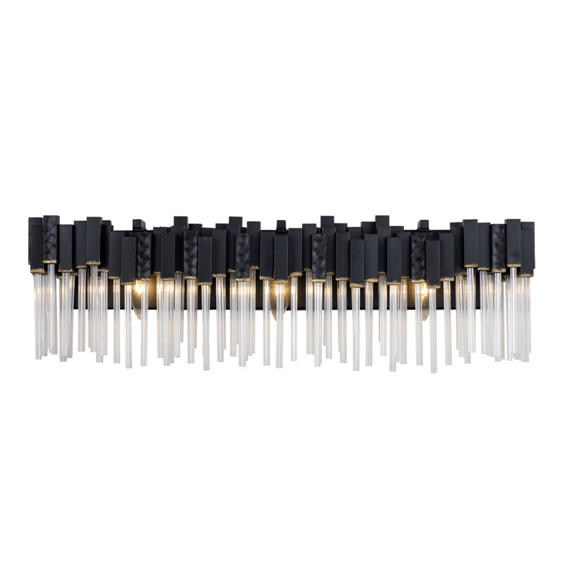 Éclairage pour meuble-lavabo de salle de bain Matrix, 3 lumières, noir mat / or français, Noir mat / or français