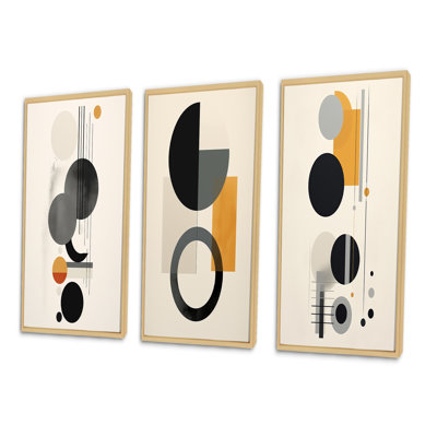 «Minimal Circular Geometric Illustration IV», 3 pièces sur toile