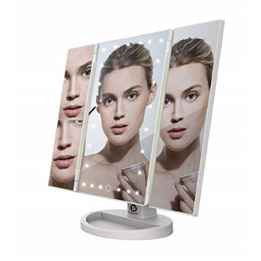 Fancii Trifold Makeup Mirror with Natural LED Lights, Lighted Vanity Mirror  with