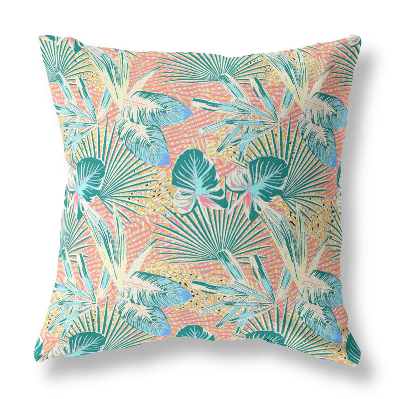  Coussin en suède illusion avec insert Illusion, H 16 po x l 16 po, Bleu/pêche