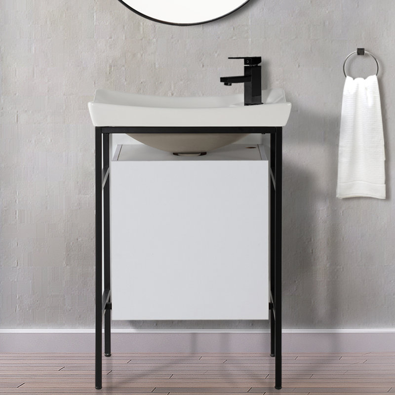 Ensemble de meuble-lavabo pour salle de bain simple 24 po Denelle, Blanc