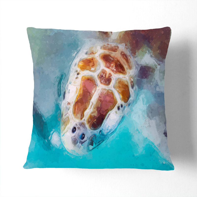 Sea Turtle Cushion with Filling, 55cm H x 55cm W x 20cm D