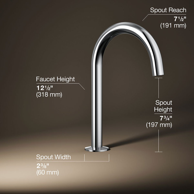 Components Deck-Mount Bath Spout With Tube Design, Polished Chrome