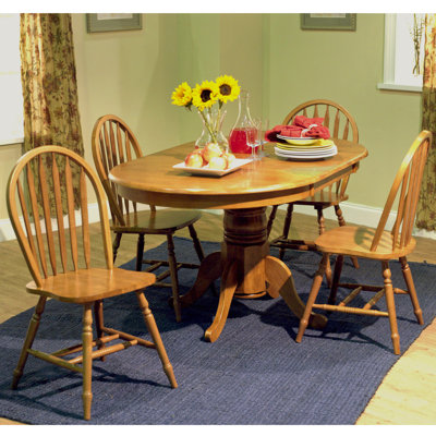 Dreama - Person Extendable Solid Wood Solid Wood Top Pedestal Dining Set