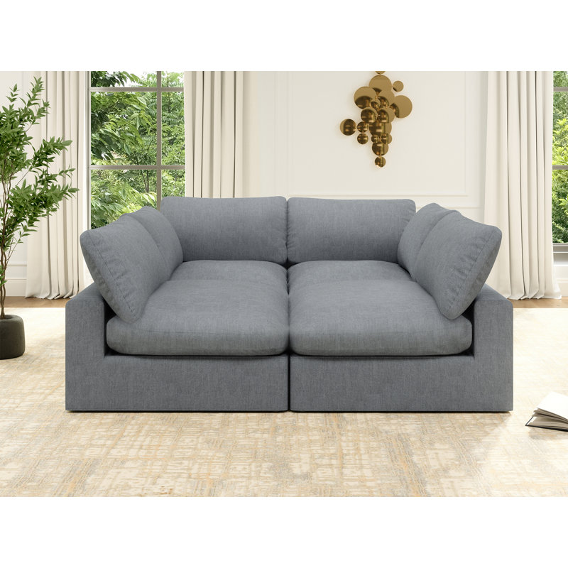 Kemmer 110.8'' Upholstered Sofa, Cloud Sofa, Oversized Modular Sectional Sofa Down Filled Comfort 6-Seater Modular Sleeper Sofa with Removable Cover for Living Room Office Apartment