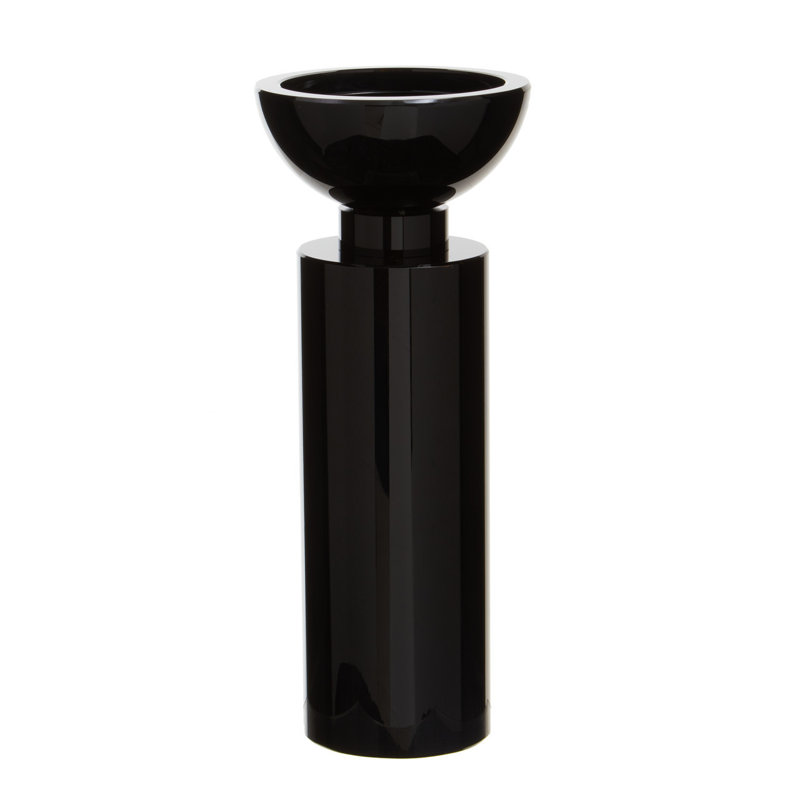 Glass Tabletop Tealight Holder, Black, 25cm H x 10cm W x 10cm D
